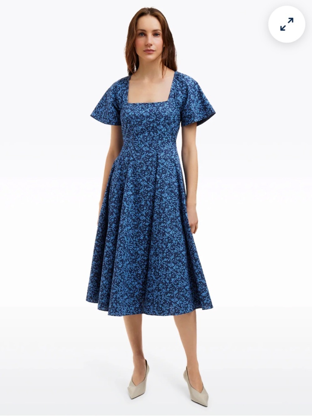 Draper James Caitlyn Cotton Midi Dress in Ribbon Floral Blue Size 20X NWT